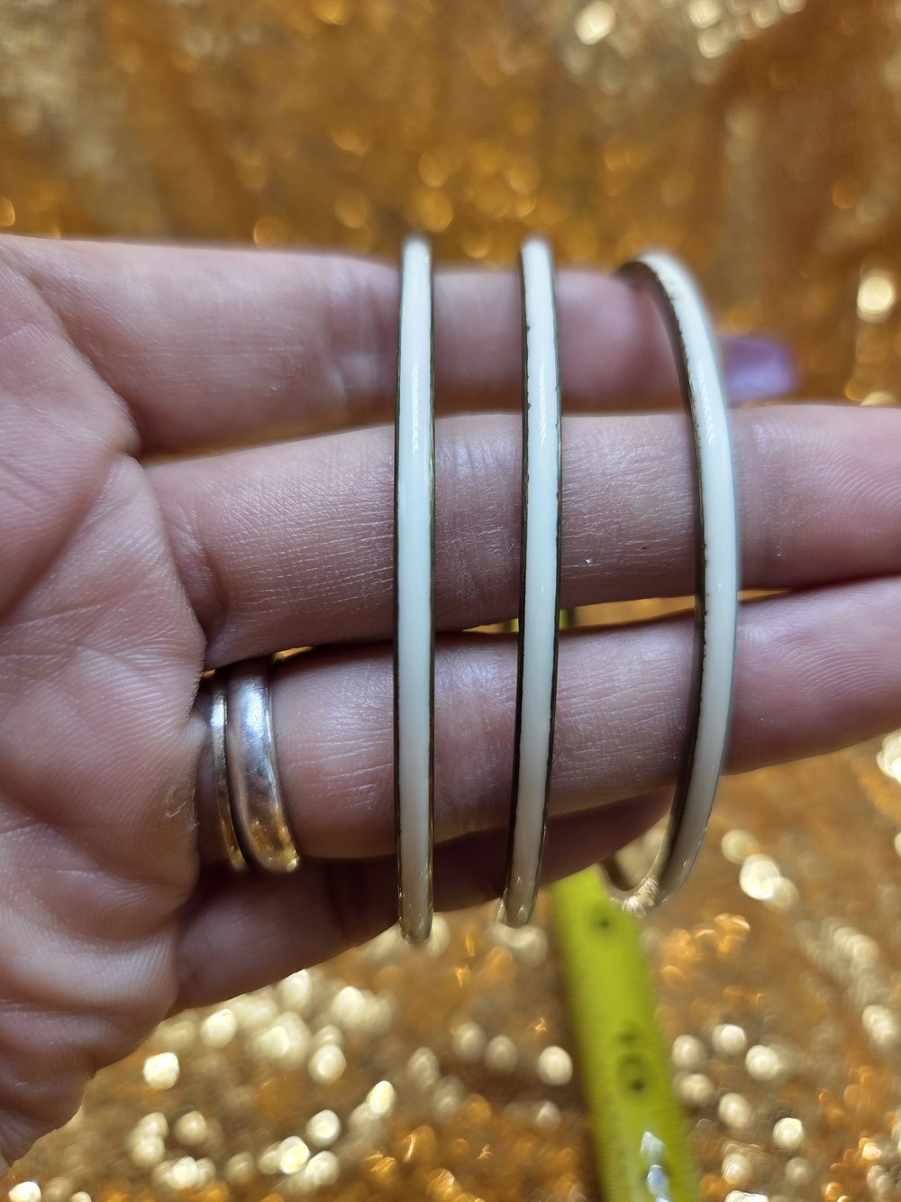 Classic White Enamel Bangle Bracelets - Set of 3